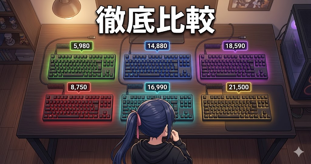 ゲーミングキーボード6機種スペック比較表