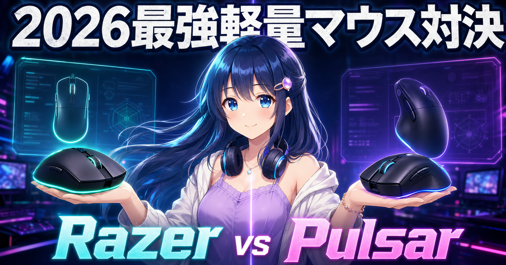 Razer Viper V4 Pro vs Pulsar Xlite V4 Wireless 2026年最強軽量マウス対決アイキャッチ