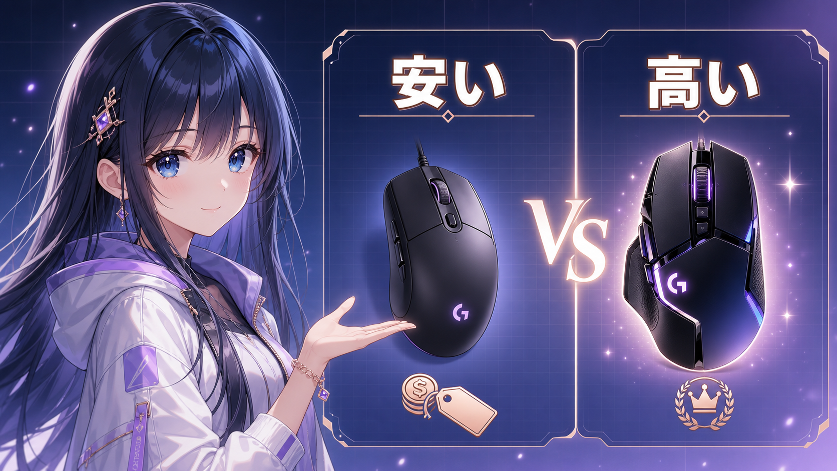 安いマウス vs 高いマウス — まず差を比べてみよう イメージ