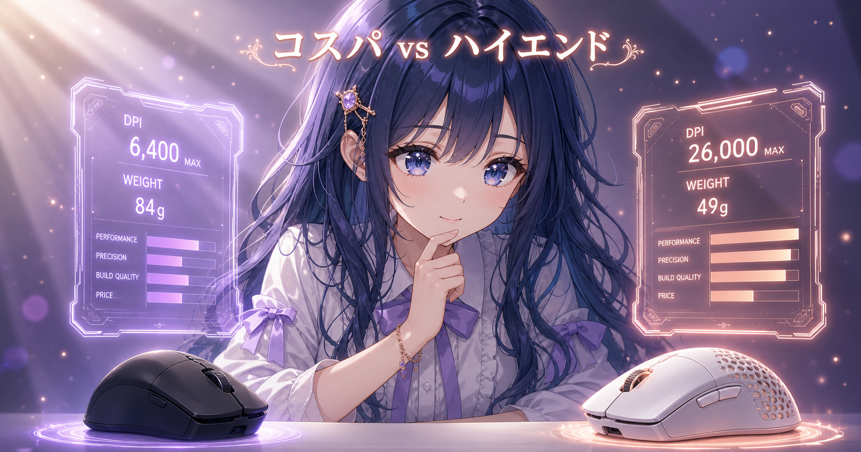 コスパ帯 vs ハイエンド ゲーミングマウス 主要スペック比 イメージ